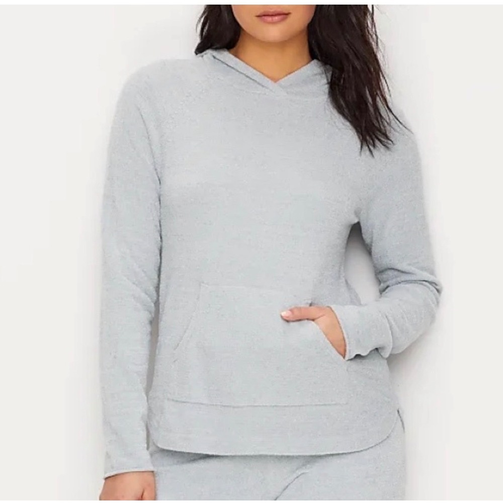 Barefoot Dreams CozyChic Ultra Lite Knit Hoodie Gray BDWCU1093 Womens Large